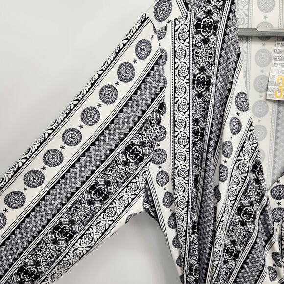 NWT LuLaRoe Michelle Navy & White Geometric Pattern Plus Wrap Dress Women's 3X - Picture 6 of 7